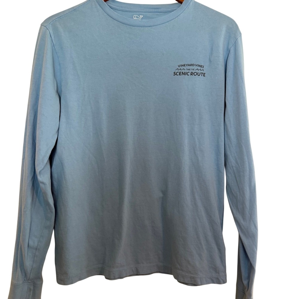 Vineyard Vines Blue Long Sleeve T Shirt Scenic Route Graphic Size S